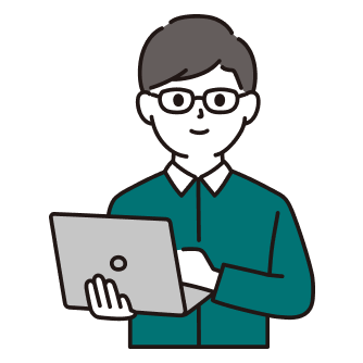 ノートパソコンで作業する人のイラスト
